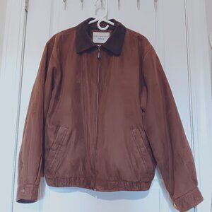 Men's Covington Brown Bomber Jacket, Size M 38-40 with camo earmuffs